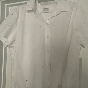 J. Crew White Casual Gem Stone Button Down Shirt